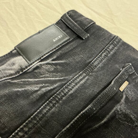 Black distressed Amiri animal skin jeans - Picture 5 of 9